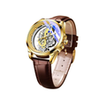 Gold with Brown Leather straps